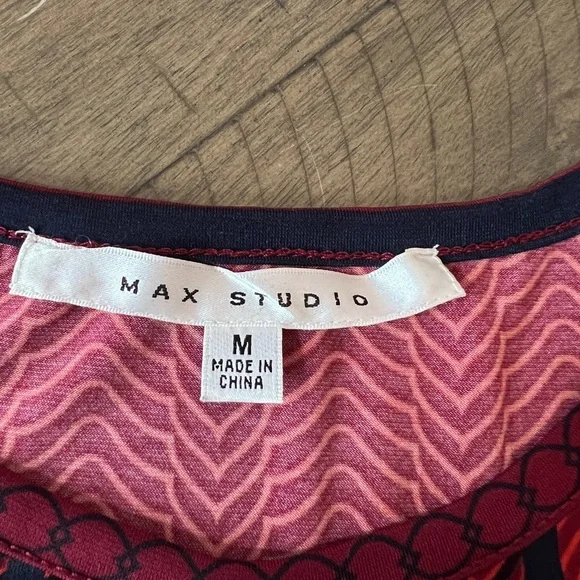 Max Studio Red and Navy Long Sleeve Mini Dress Size M LIKE NEW - Picture 6 of 8